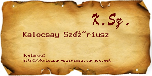 Kalocsay Szíriusz névjegykártya